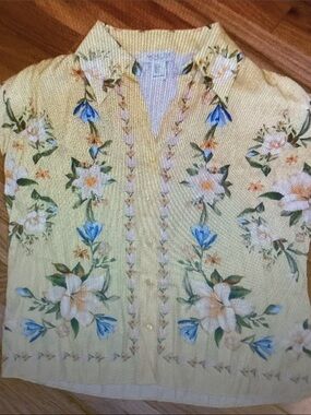 Rachel Zoe Pale Yellow Floral Embroidered Cardigan